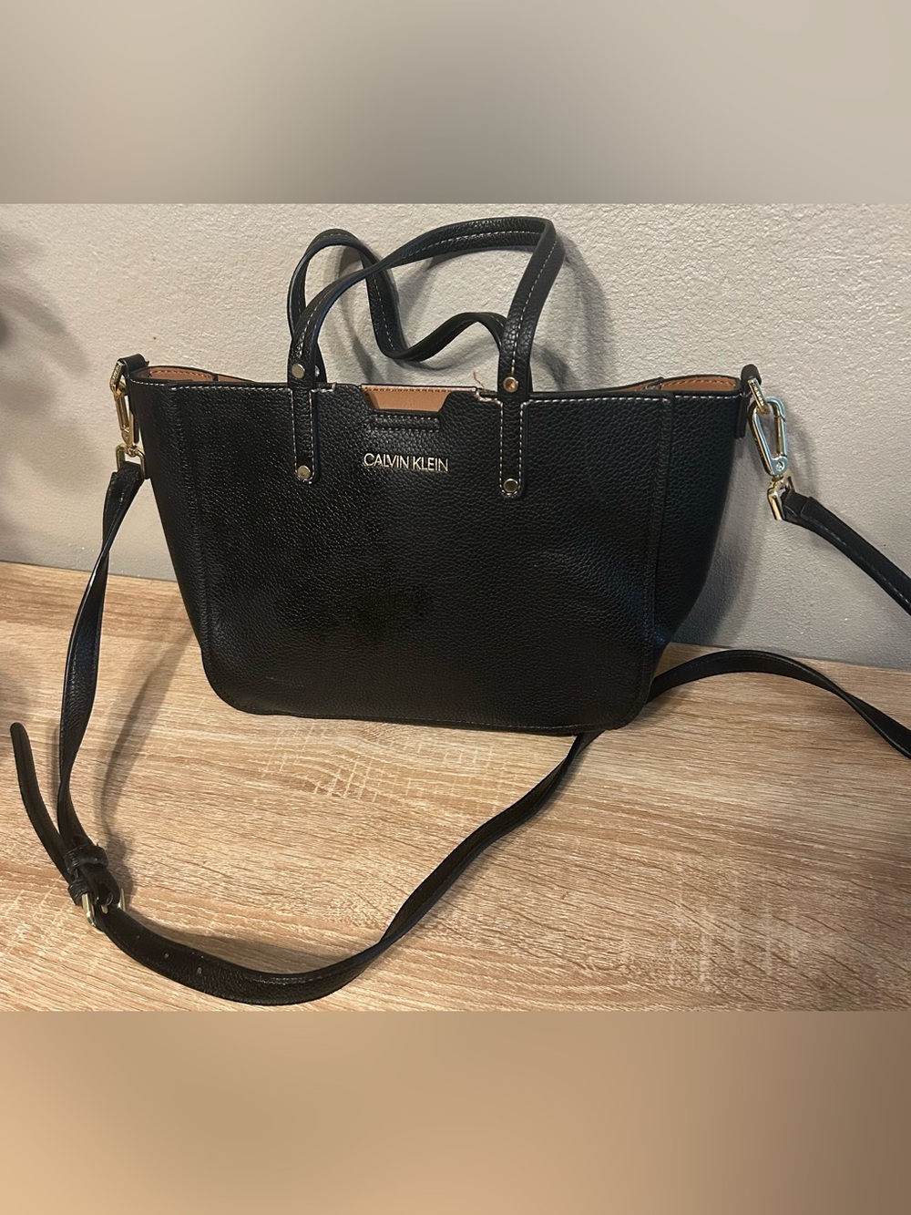 Calvin Klein Shoulder Tote with Gold Hardware
